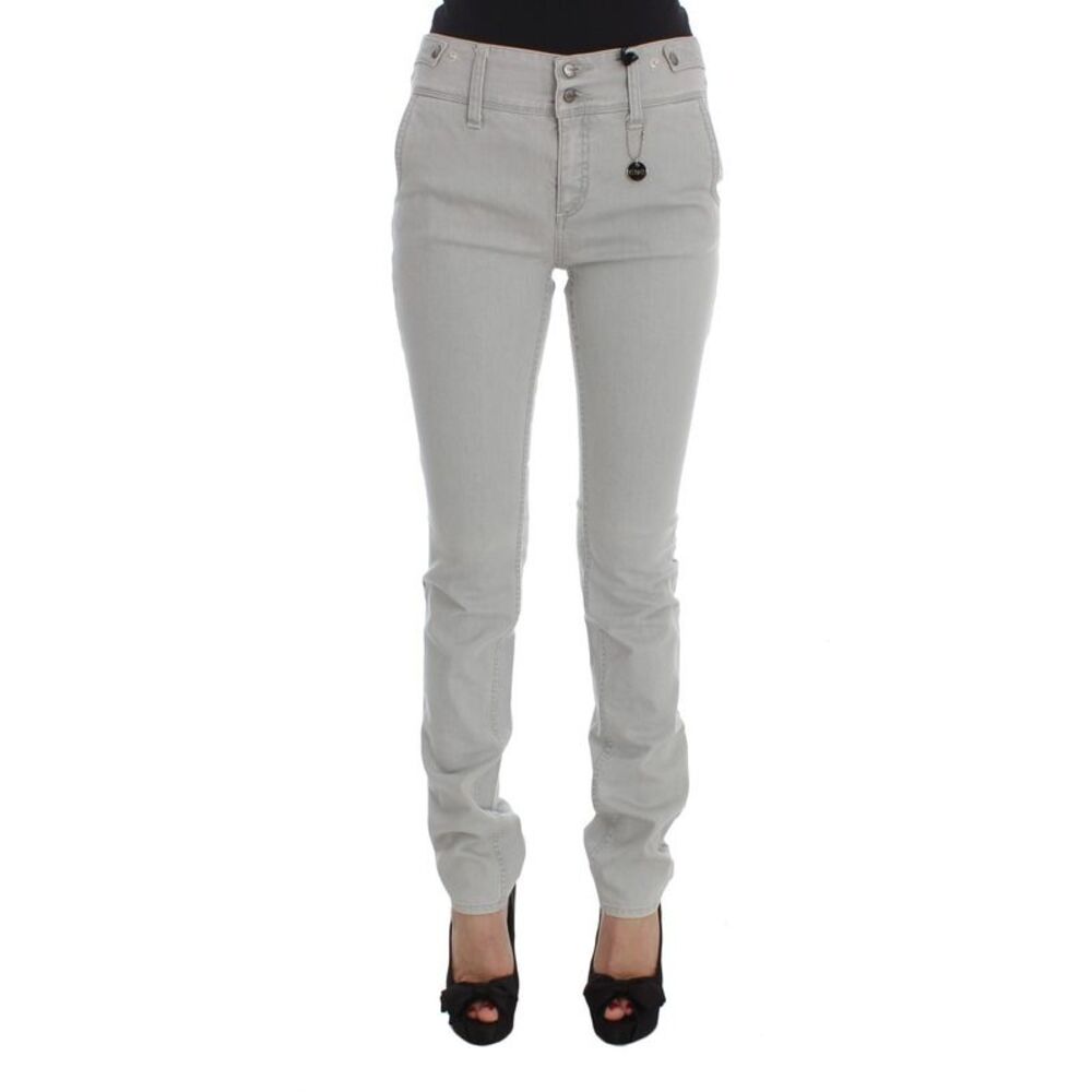 Costume National Pants Gray Cotton Blend Super Slim Fit Women's Jeans